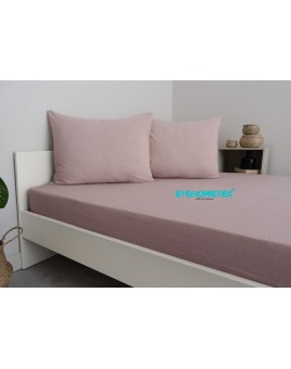 ETE HOMETEX Çift Kişilik Pamuklu Fitted Lastikli Çarşaf Takımı 160x200 cm +30 cm Derinlik PUDRA 8696474231772